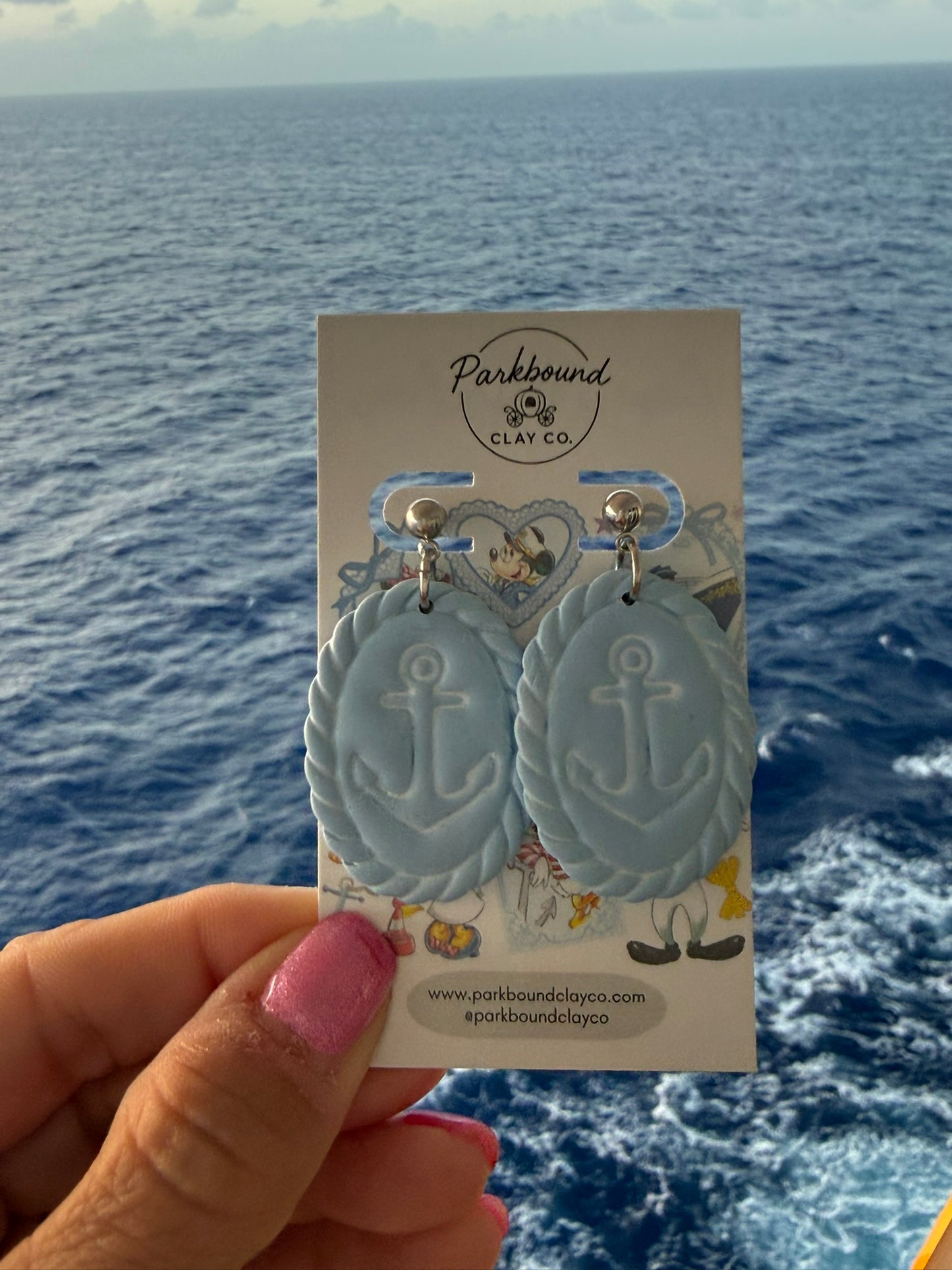 Nautical Anchor Cameo Earrings