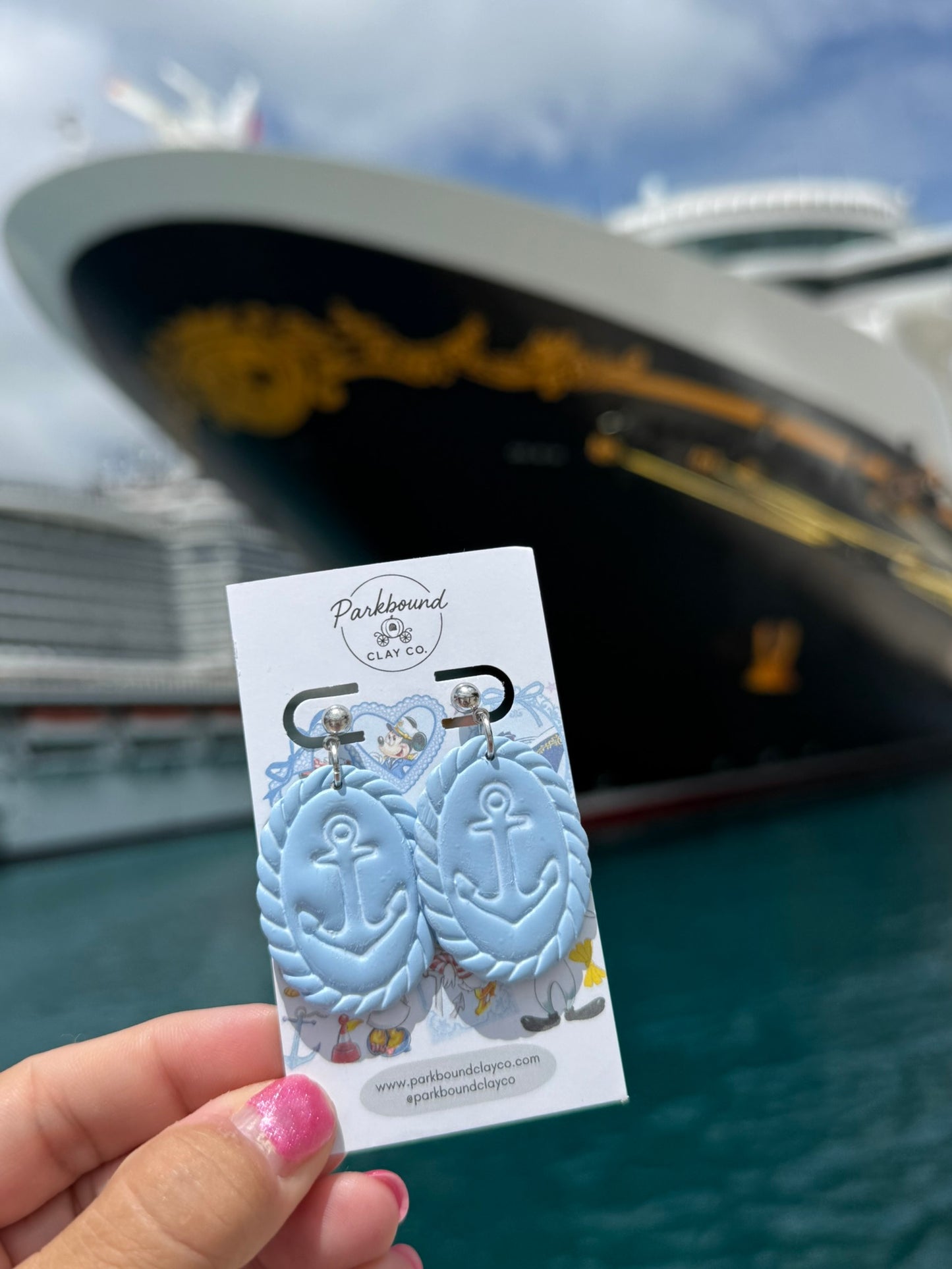 Nautical Anchor Cameo Earrings