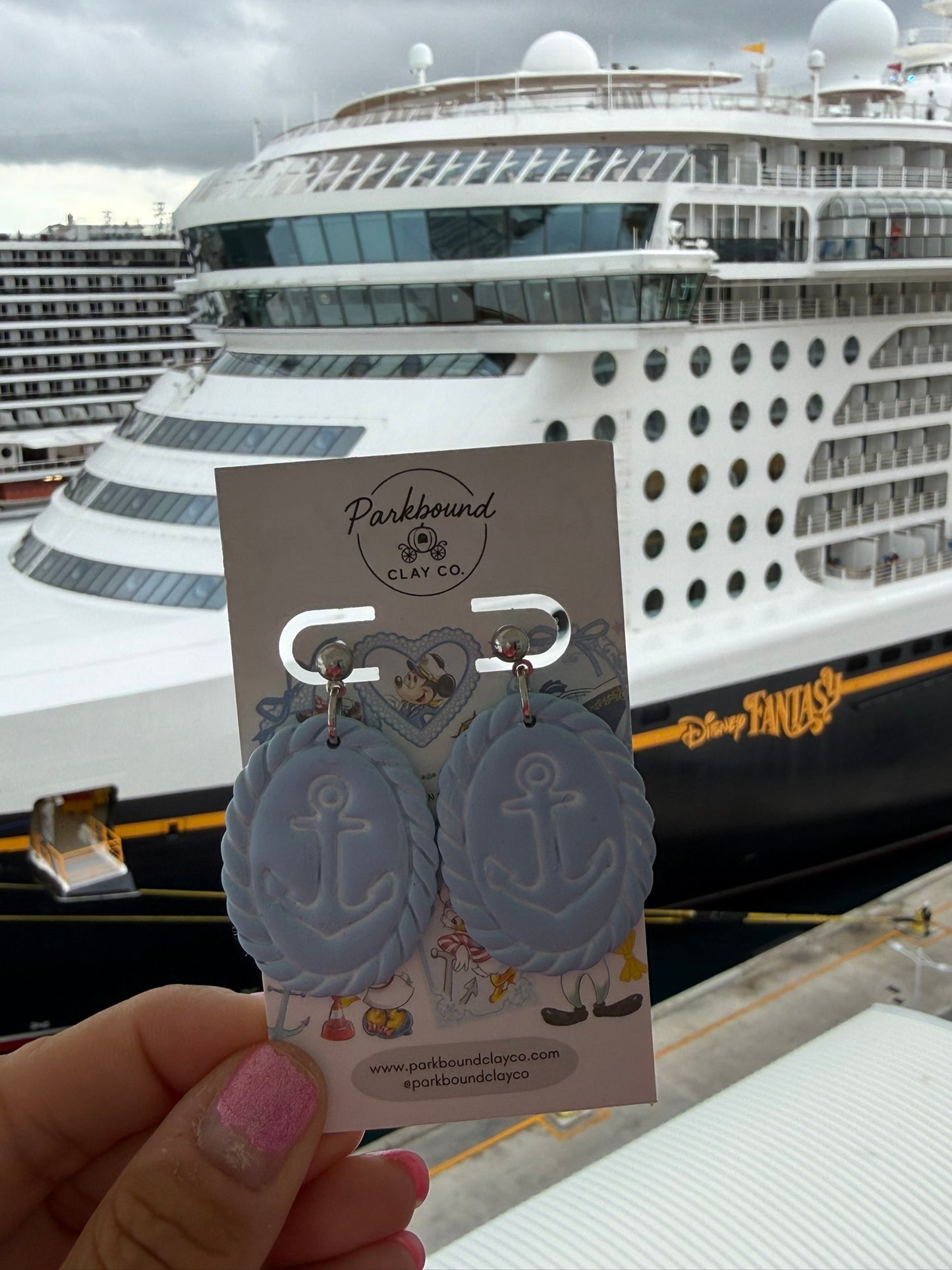 Nautical Anchor Cameo Earrings