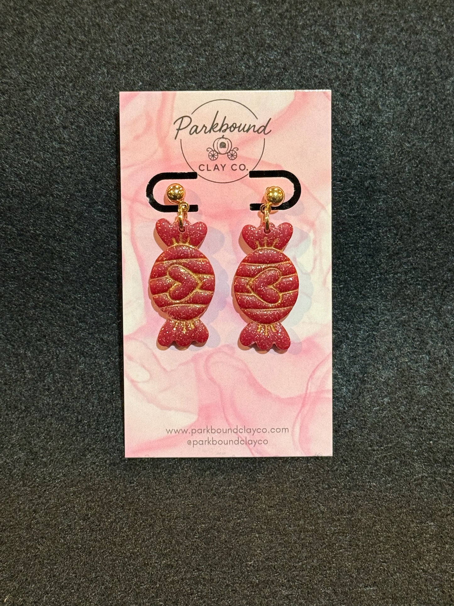 Red Heart Candy Dangle Earrings | Valentine Park-Inspired Clay Earrings