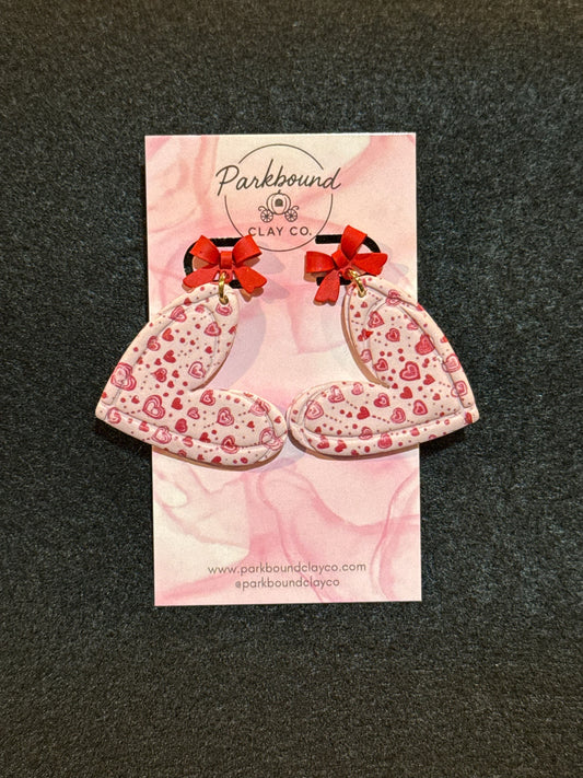 Layered Valentine Dangles | Pink Pattern Polymer Clay Statement Jewelry