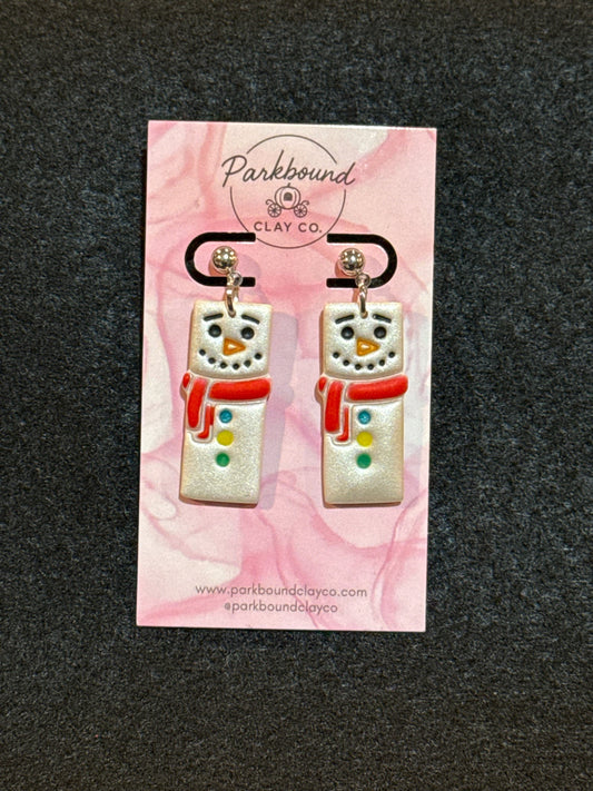 Festive Snowman Dangles | Winter Polymer Clay Statement Jewelry