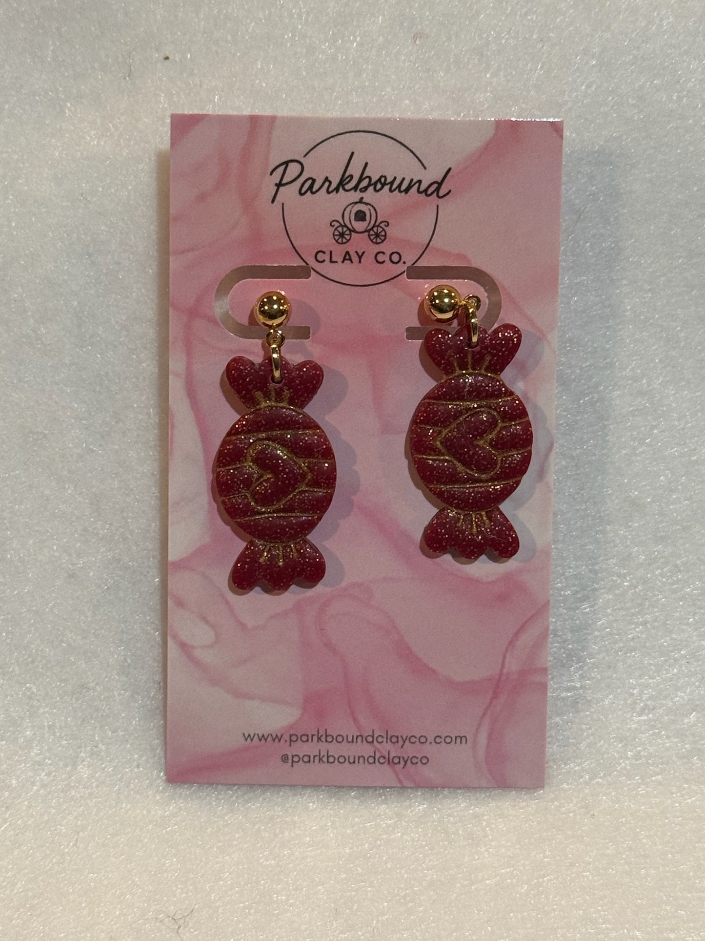 Red Heart Candy Dangle Earrings | Valentine Park-Inspired Clay Earrings