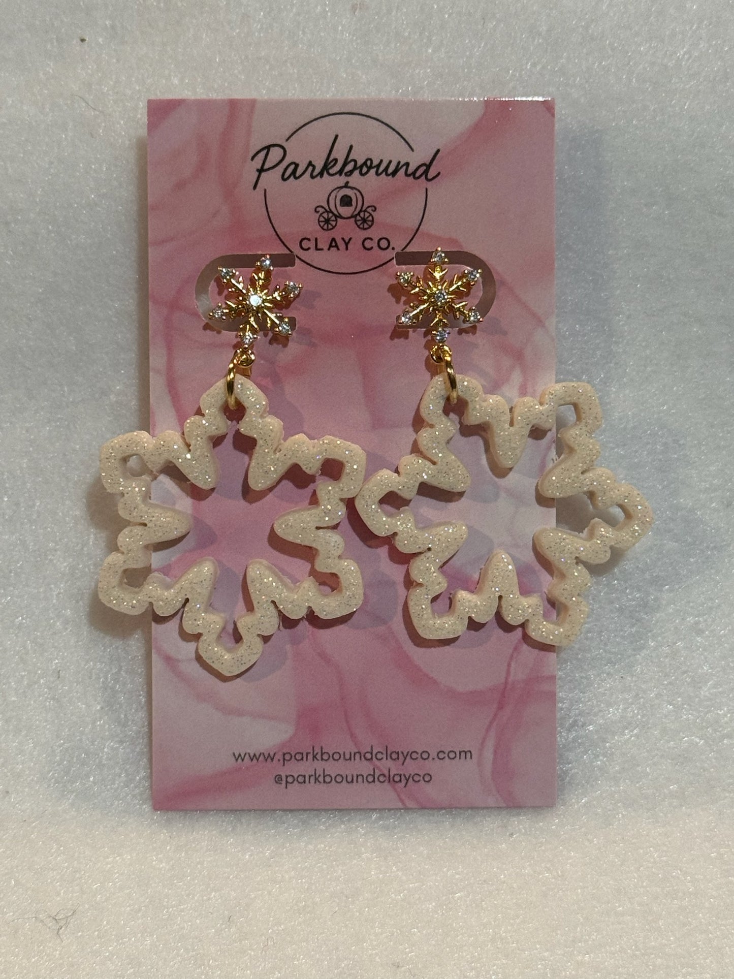 Glitter Snowflake Statement Earrings | Handmade Clay Dangle Earrings