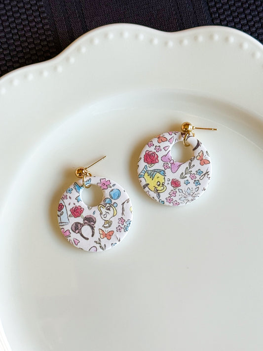 Storybook Sketch Dangle Earrings-Open Circle