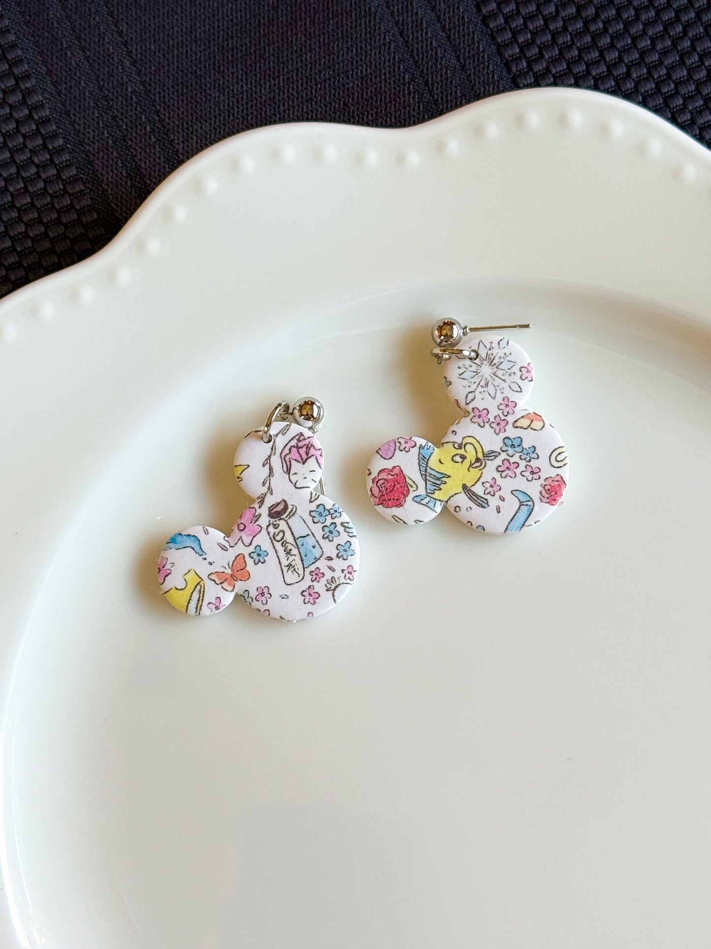 Storybook Sketch Dangle Earrings-Mickey Shaped