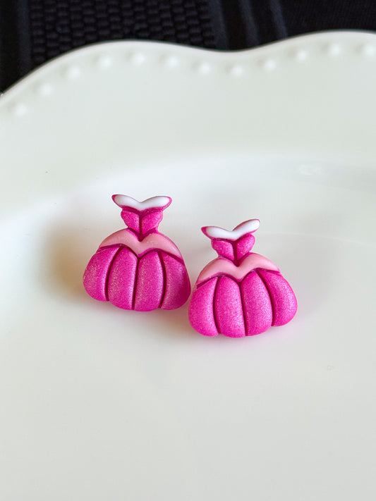Pink Princess Dress Stud Earrings