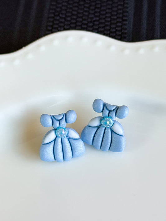Glass Slipper Princess Dress Stud Earrings