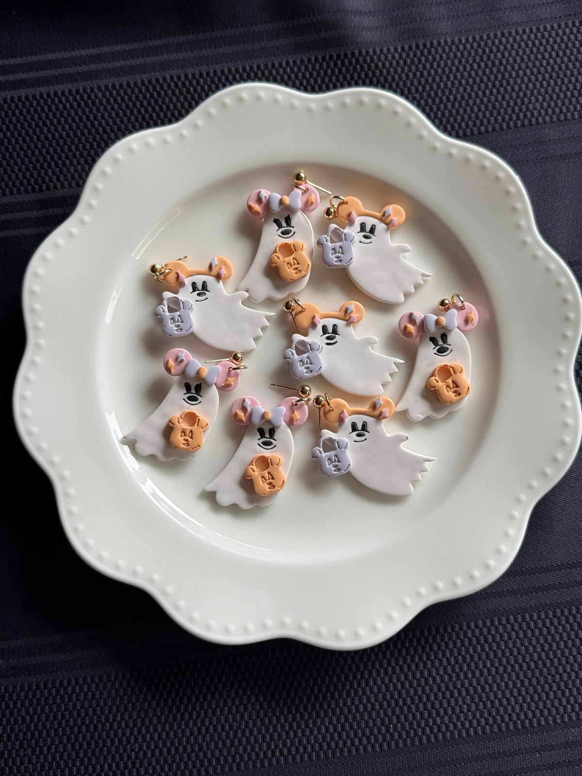 Cutie Ghostie Mouse Earrings | Handmade Polymer Clay Halloween Ghost Earrings | Spooky Cute Disney-Inspired Jewelry