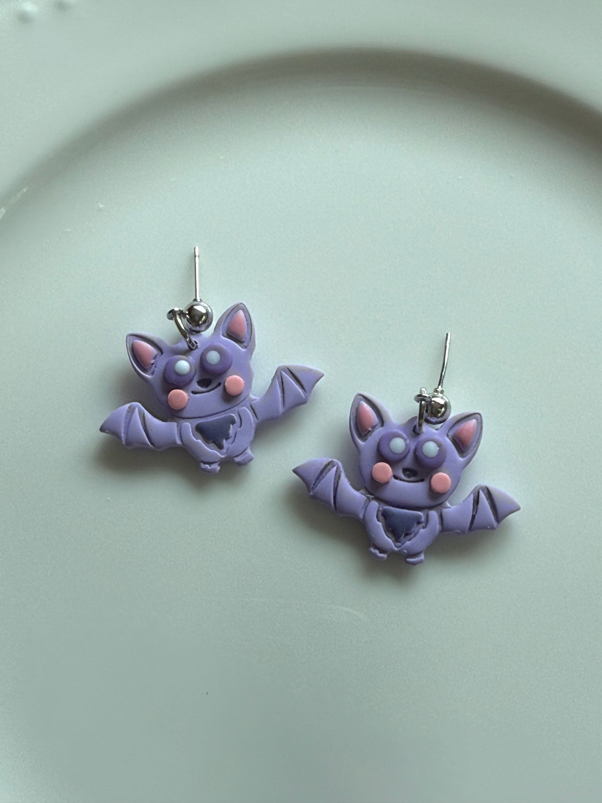 Cutie Bat Earrings | Handmade Polymer Clay Halloween Bat Earrings | Spooky Cute Lightweight Jewelry