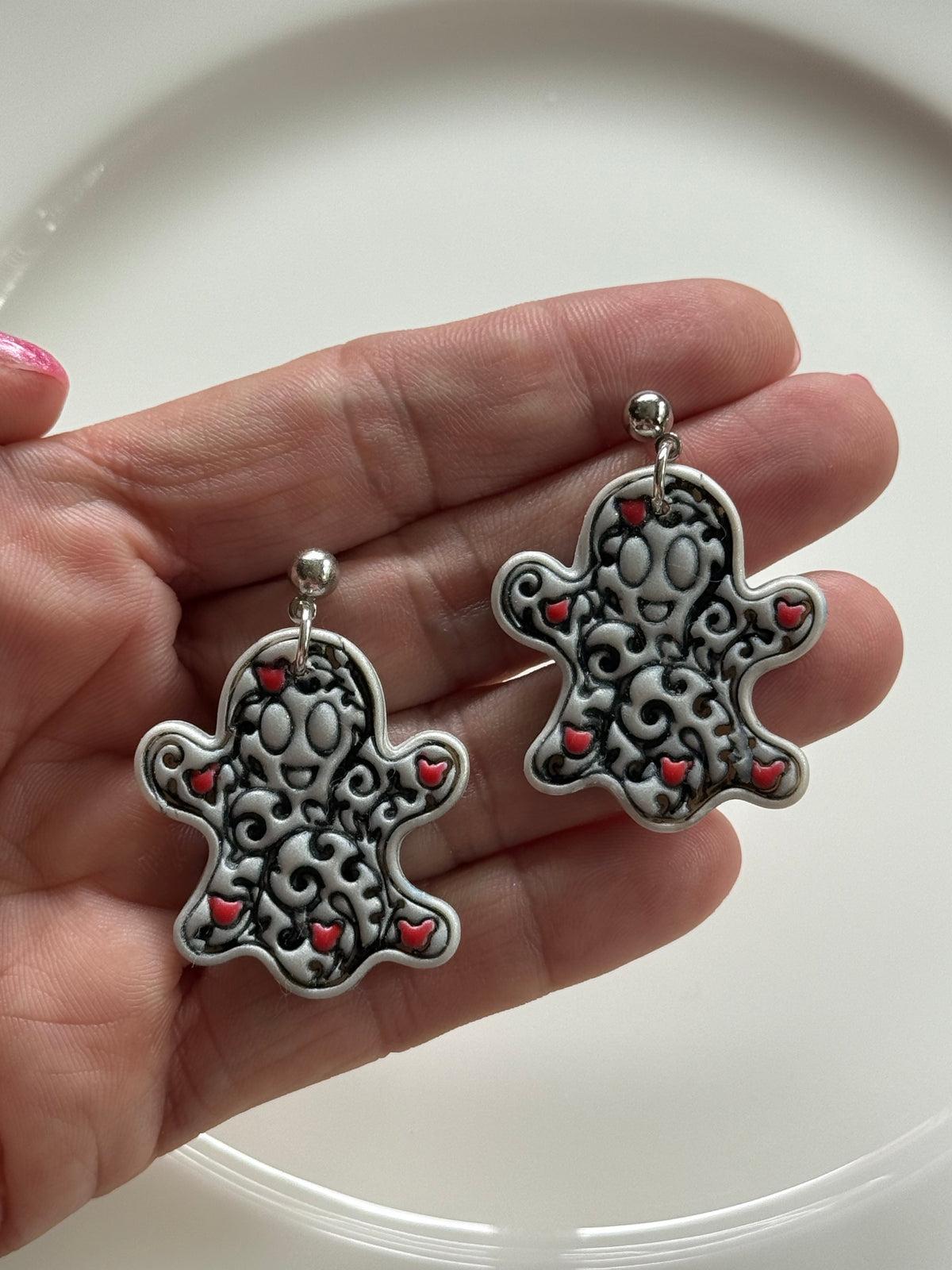 Swirly Ghost Mouse Earrings | Spooky Cute Halloween Polymer Clay Earrings