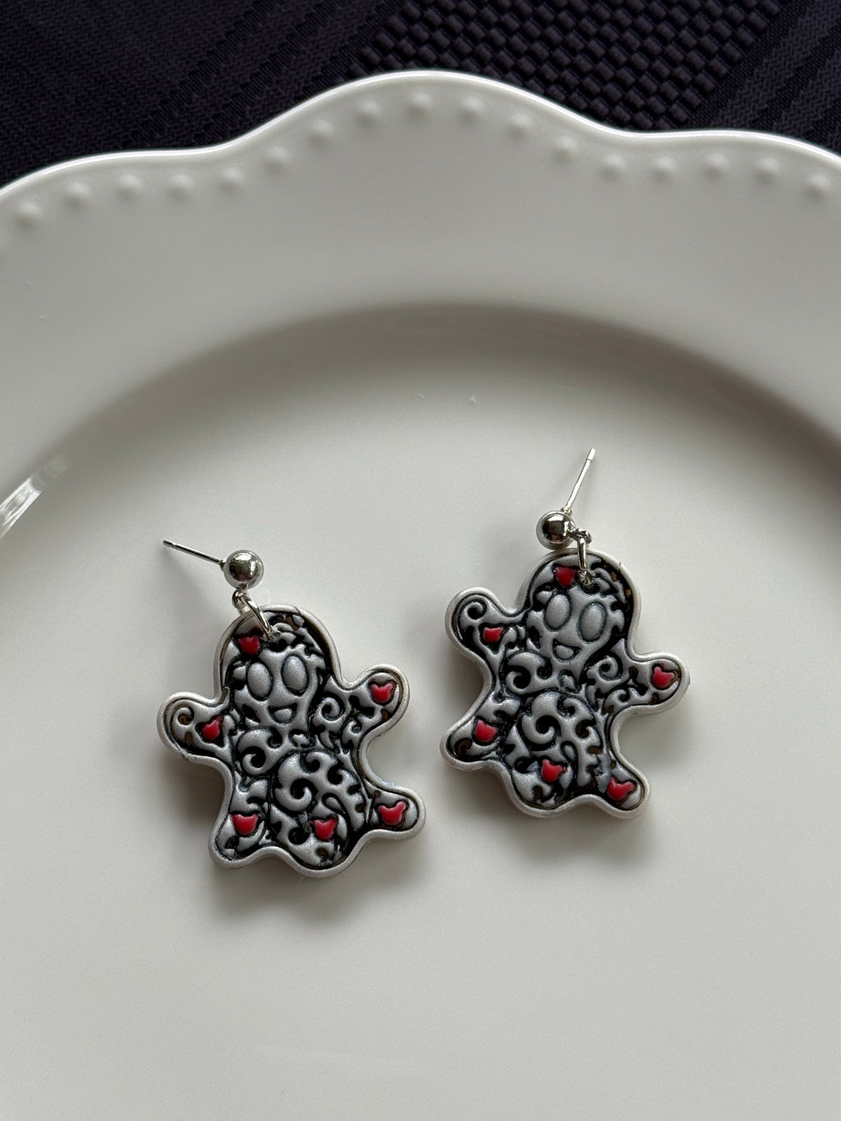 Swirly Ghost Mouse Earrings | Spooky Cute Halloween Polymer Clay Earrings