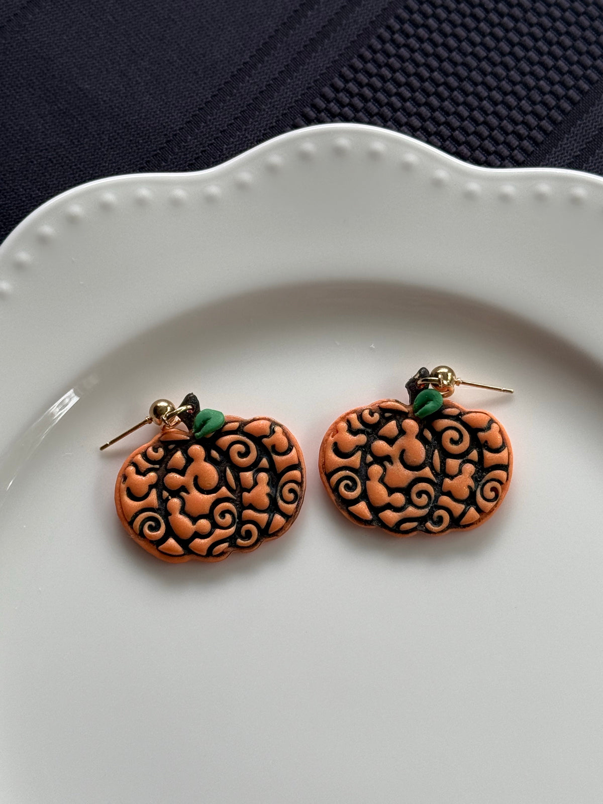 Mouse Pumpkin Earrings | Mickey Inspired Halloween Polymer Clay Earrings