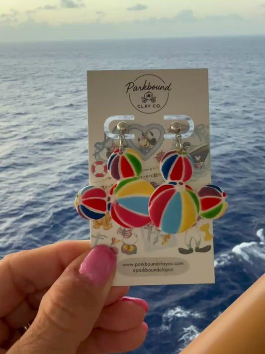 Beach Ball Mouse Dangle Earrings