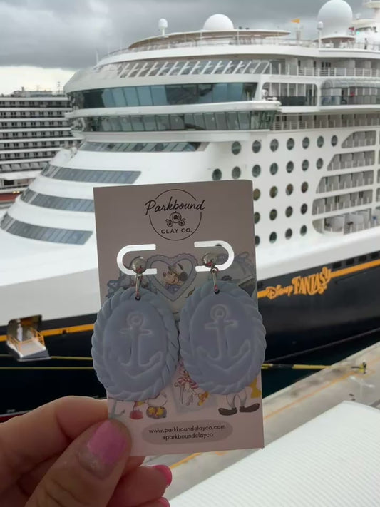 Nautical Anchor Cameo Earrings