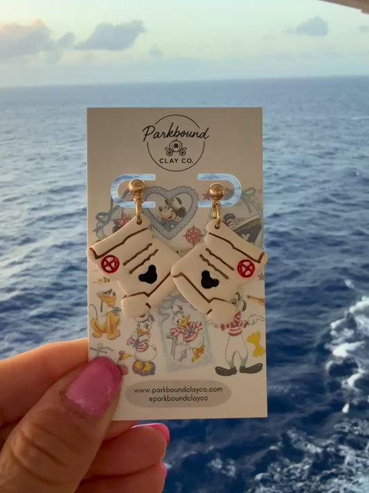 Treasure Map Mouse Ears Dangle Earrings